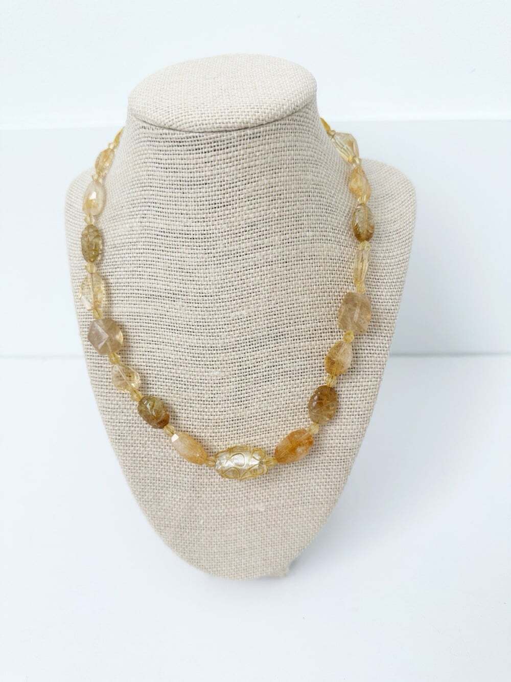 NWT Genuine Murano Glass, Carved Citrine & Citrine Necklace Orange